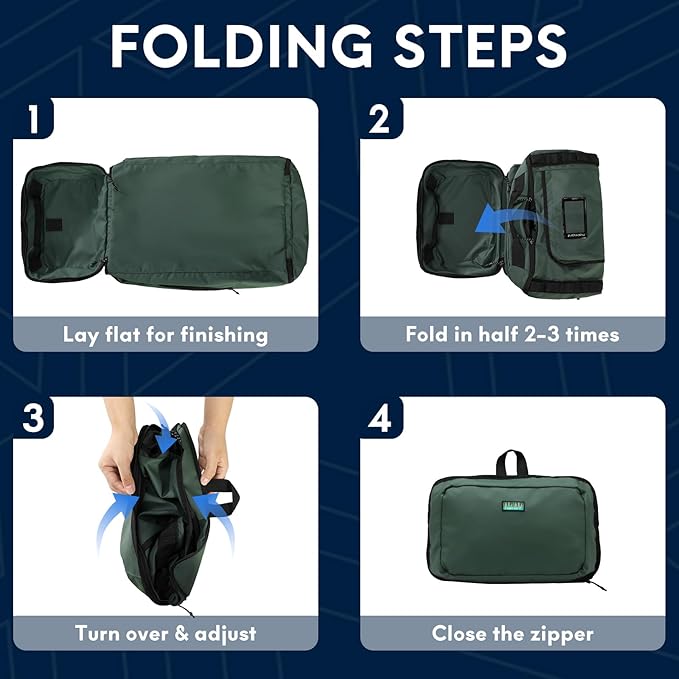 Haimont 50L Travel Duffle Bag for Men Women Foldable Sports Duffle Backpack for Gym Hiking Camping Workout Outdoor with Pocket & Shoe Compartment, Upgrade, Army Green
