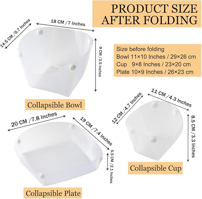 Collapsible Bowl Plate Cup Set of 3,Portable Camping Tableware,Snapfold Plastic Plate,Food Grade Material Free Folding Plates for Outdoor Camping Hiking Family Picnic Gatherings Business.