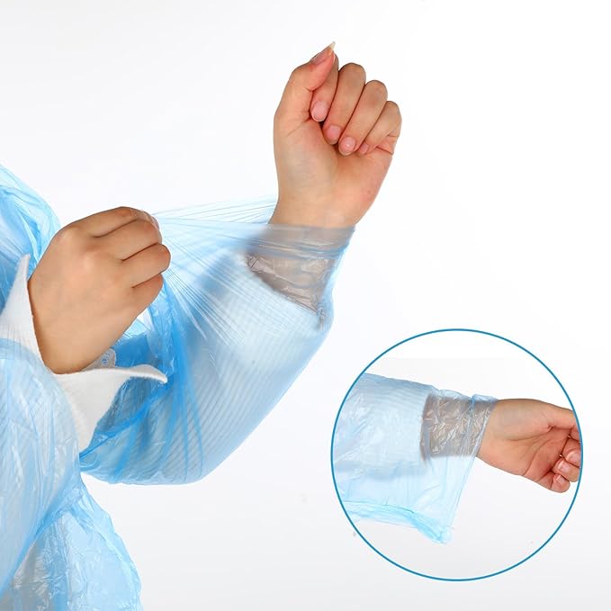 10 Pack Clear Rain Ponchos for Adults Disposable Clear Extra Long Emergency Poncho with Hood Ponchos Unisex Waterproof Raincoat for Outdoor Activities, Camping, Concerts Essentials, Random Colors