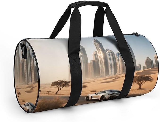 Sports Gym Bag for Women Men Travel Duffel Bag Tote Weekender Bag City Skyline Carry on Overnight Bag for Travel Swimming Fitness Workout Sports Duffle Bag