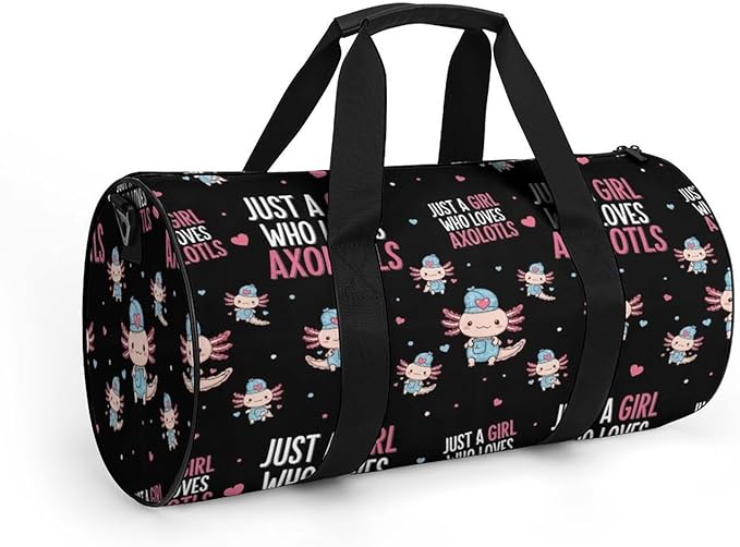 Weekender Carry on Beach Yoga Bag Sport Gym Fitness Tote Overnight Weekender Travel Bags for Men Women (Just Girl Who Loves Axolotls)