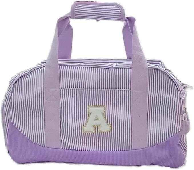 Gift for Teenager, Girls Travel Duffle Bag, Kids Initial Overnight Bags with Shoe Compartment, Letter A