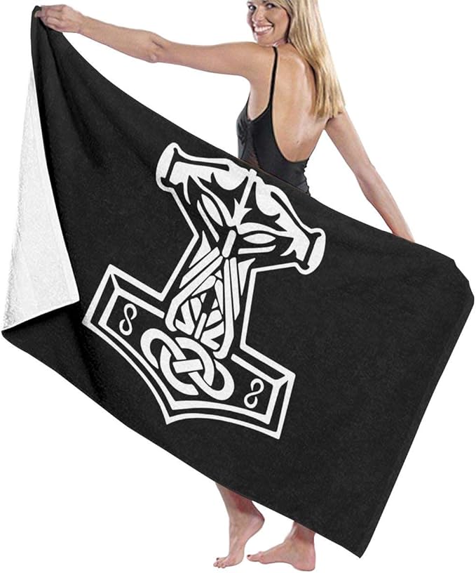in Odin We Trust Thor Vikings Hammer Mjolnir Norse Celtic Beach Towel Bath Towel Beach Blanket Quick Dry Towel Beach Bath Towels for Travel Swim Pool Yoga Gym