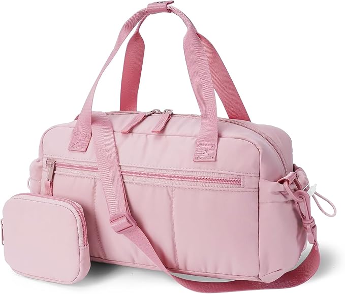 Ceneda Small Gym Bag for Women, Quilted Puffer Tote with Wet Pocket & Coin Purse, Lightweight Mini Sports Travel Duffle with Crossbody Strap, Water-Resistant for Workout, Yoga, Daily Commute