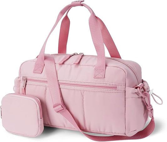 Ceneda Small Gym Bag for Women, Quilted Puffer Tote with Wet Pocket & Coin Purse, Lightweight Mini Sports Travel Duffle with Crossbody Strap, Water-Resistant for Workout, Yoga, Daily Commute