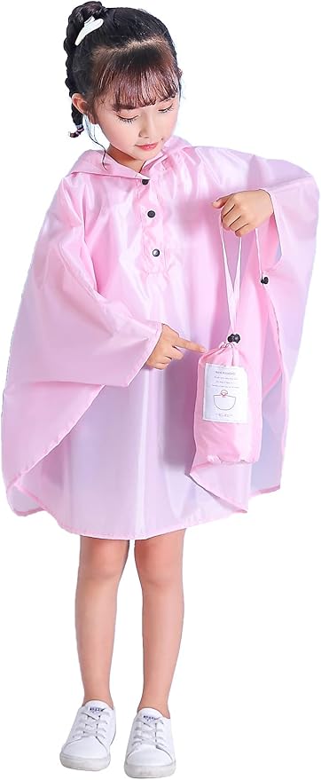 Spmor Kids Rain Poncho Hooded Jacket Rain Coat