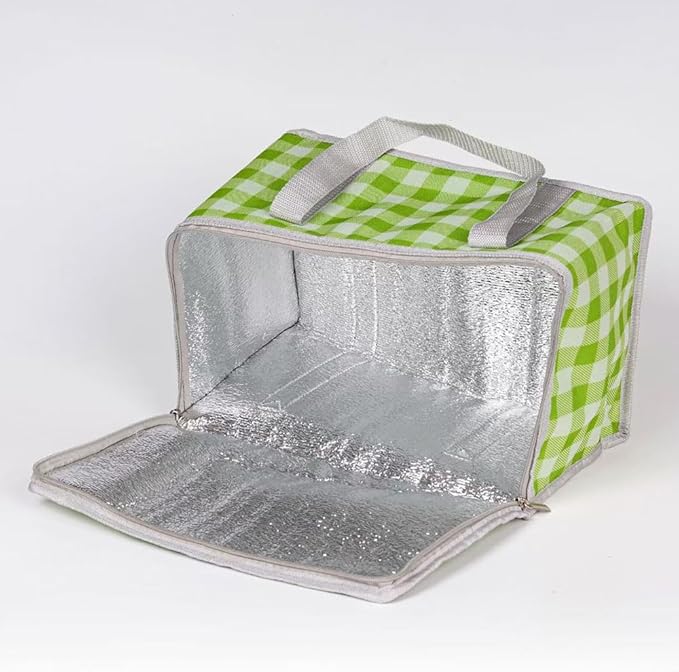 Insulated Picnic Bag Cooler Reusable, Beach Bag Cooler Bags with Zippered Top - Insulated Bag for Hot or Cold,Picnic Basket Collapsible, Picnic,Beach, Outdoor (13.8x7.9x7.9 in)