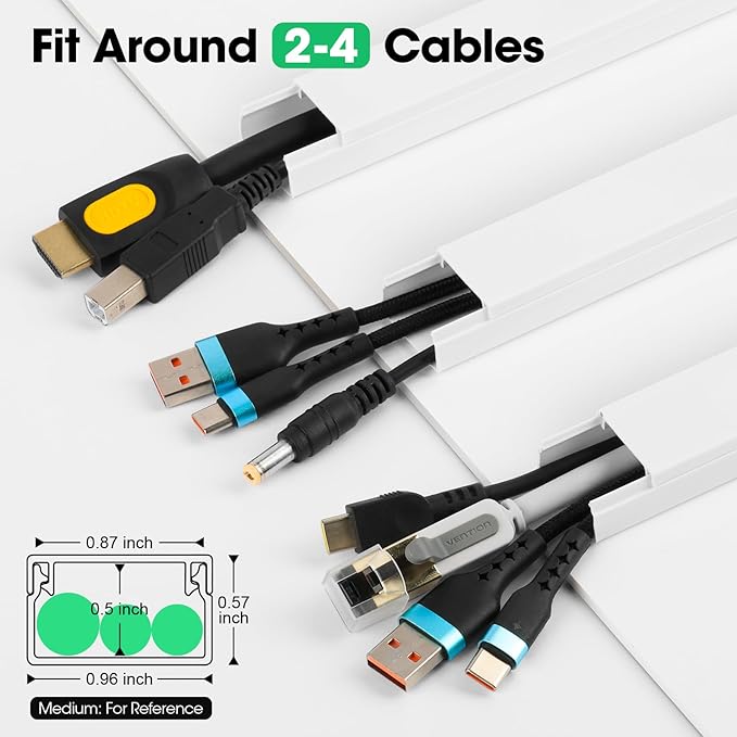 AZEN Cord Hider Kit, 630in Cord Covers for Wires on Wall, Paintable Wire Covers for Cords on Wall, Self-Adhesive Cable Hider Cord Organizer, Wire Hiders, 40X L15.75in X W0.96in x H0.57in