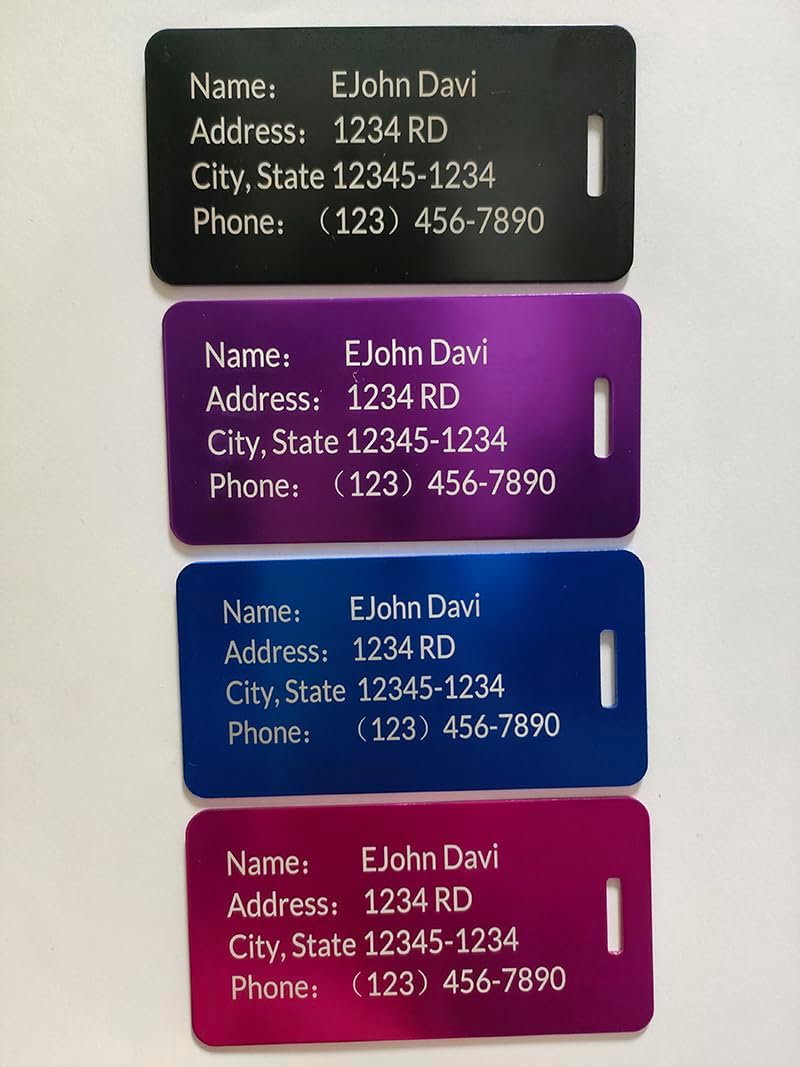 (5Pack Made in USA) Custom Personalized Luggage Tags-Customized Unique tag for Suitcase Backpack Travel,Bags (Wine red (3.8×2))