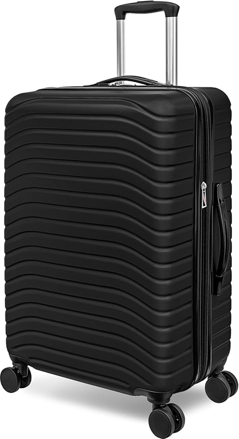 Everest Expandable Hardsided Spinner (Black, 24-Inch Checked Medium)