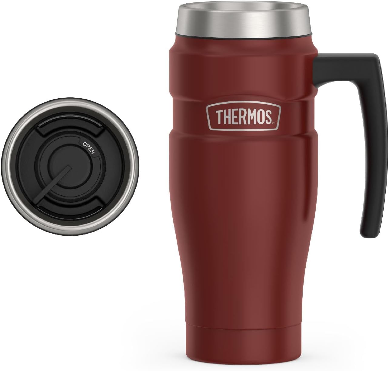 THERMOS Stainless King Vacuum-Insulated Travel Mug, 16 Ounce, Rustic Red