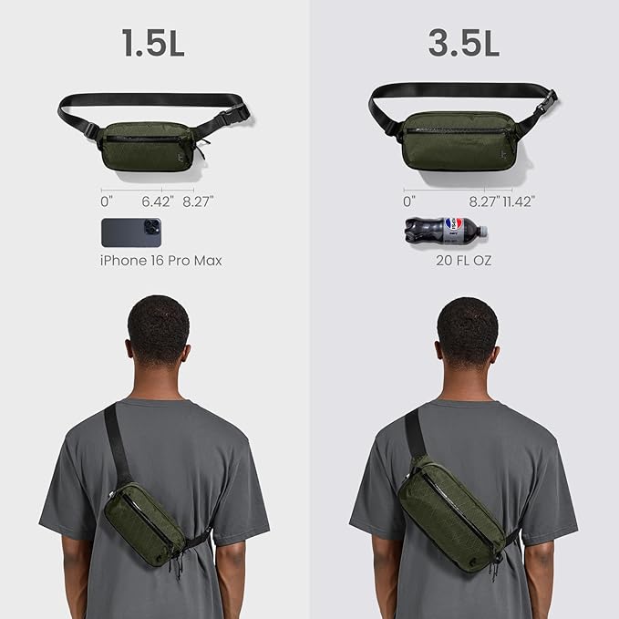 tomtoc 1.5L X-Pac Sling Bag with RFID Blocking, Crossbody Bag Minimalist Chest Shoulder Pack for Men/Women, Water-resistant Lightweight Casual Funny Pack for Travel, Daily Commute