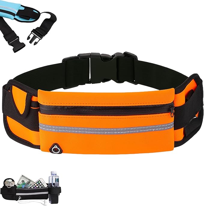 Anti-Theft Invisible Waist Bag, Anti-Theft Money Belt Multifunctional Outdoor Sports Waist Bag with Water Bottle Strap (Orange)