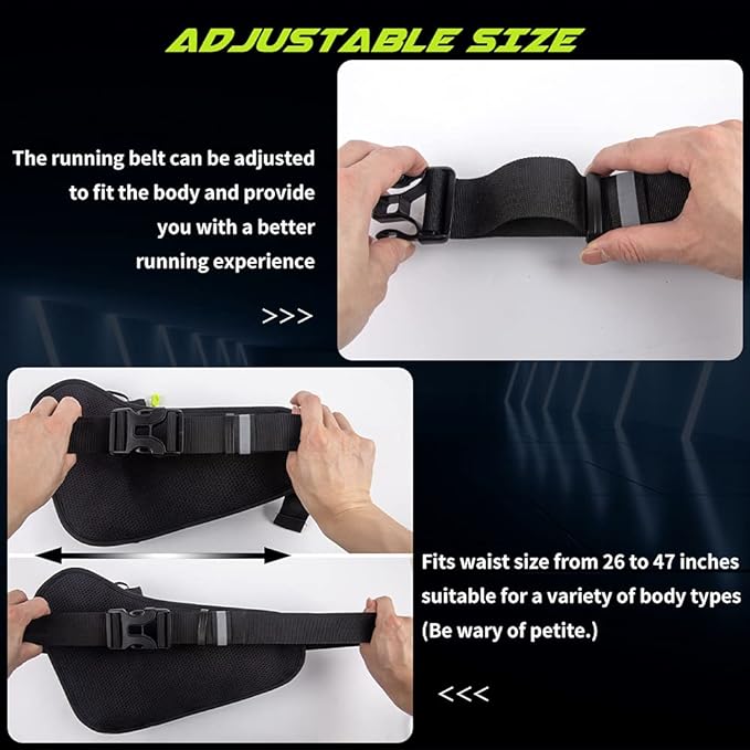 Running Belt, Waterproof Hydration Belt with Water Bottle Holder Hiking Walking Waist Pack Reflective Adjustable Fanny Pack Compatible for Phone Waistband Outdoor