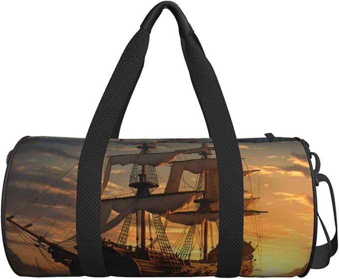 Fantasy pirate ship Travel Duffle Bag for Women, Weekender Carry On Tote Bags Foldable Personal Item Travel Bag with Adjustable Strap, Sport Gym Bag for Men,Carry On Overnight Bag