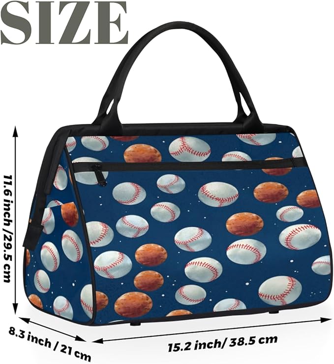 Baseball Overnight Weekender Bag for Women Men Travel Duffel Bags Waterproof Luggage Carry on Sports Yoga Gym Bag