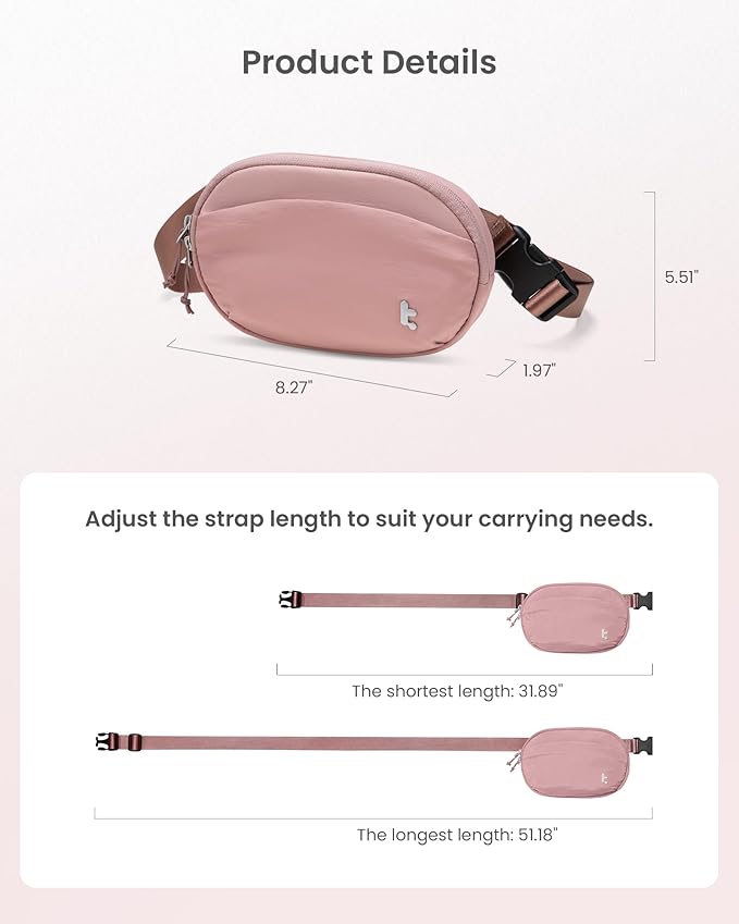 tomtoc Belt Bag with RFID Blocking, 1.5L Cross Body Fanny Pack for Women Men, Sling Waist Bags with Adjustable Strap for Travel Walk