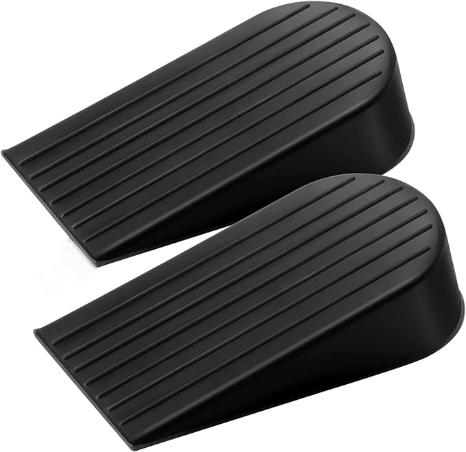 2 Pack Black Extra Large Door Stopper, High 1.9 Inches Big Door Stop for Floor Rubber Doorstop Wedge, Door Gaps and Prevent The Lock-Outs, Floor Sturdy Door Stopper for Heavy Duty Bottom of Door
