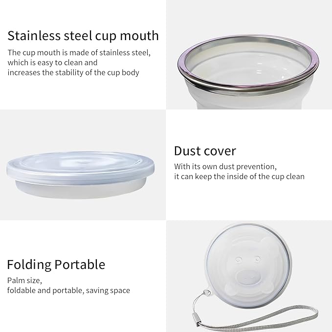 Collapsible Cups-Silicone Foldable Expandable Folding Drinking Cup-Reusable Portable MugsCup Lightweight-Cup For Travel, Camping, Hiking, Holiday Vacation, Outdoor Sports