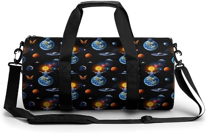 Lightweight Sports Travel Bag African Magic Space Earth Power Woman Abstract Painting Beach Swim Bags Men Women Duffle Bag Foldable Overnight Bags