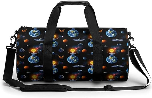 Lightweight Sports Travel Bag African Magic Space Earth Power Woman Abstract Painting Beach Swim Bags Men Women Duffle Bag Foldable Overnight Bags
