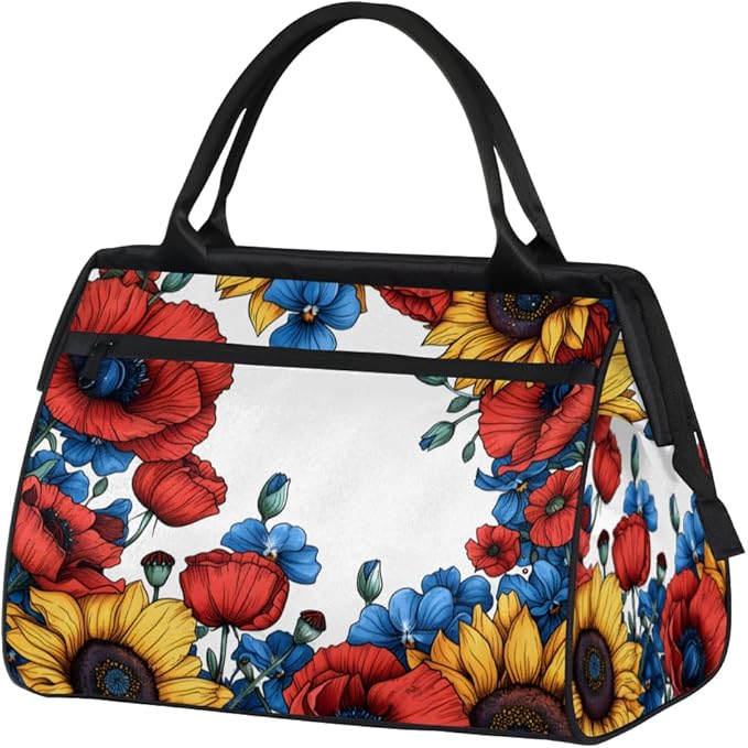 Farmhouse Sunflower Overnight Weekender Bag for Women Men Travel Duffel Bags Waterproof Luggage Carry on Sports Yoga Gym Bag