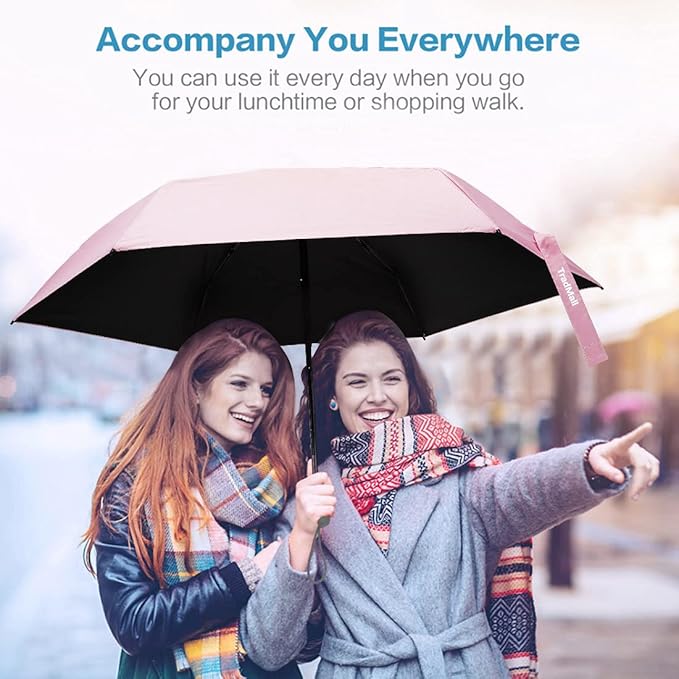 TradMall Mini Travel Umbrella, Portable Lightweight Compact Parasol with 95% UV Protection for Sun & Rain