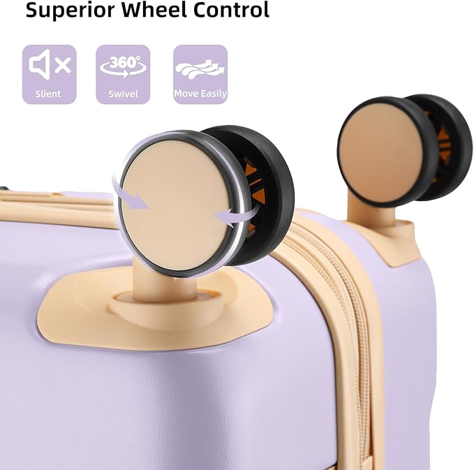 LARVENDER Luggage Sets 3 Piece Expandable Carry on Luggage 22x14x9 Airline Approved Hardshell Suitcase with Wheels TSA Lock, Lightweight Suitcase Set for Women with Travel Backpack, Lavender
