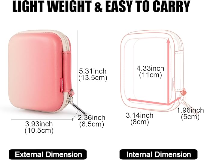 Cwatcun Digital Camera Case, Small Camera Pouch Carrying & Protective Case for AbergBest 2.7" LCD Kodak Pixpro/Canon PowerShot ELPH 180/190 / DSCW830 Travel Cameras, Waterproof Shockproof Case, Pink