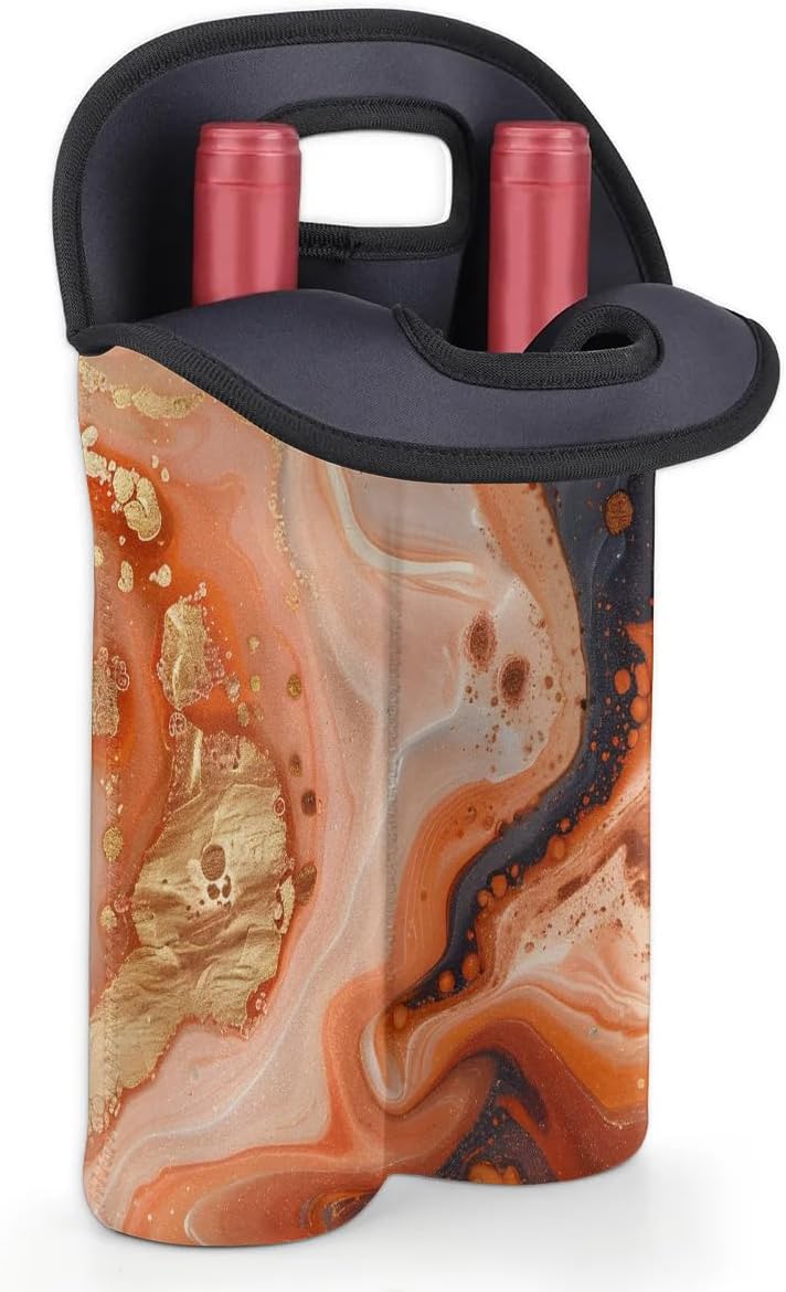 Wine Carrier Tote Personalized Bag for 2 Bottles - Neoprene Wine Bottle Holder with Carry Handle, Wine Protective Bag Insulated Bag Beer Cans Water Bottle Holder for Travel Picnic,Style14