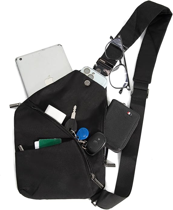 Crossbody Sling Bag, Water-Resistant Anti Theft Chest Pack, Minimalist Commuter Daypack for Travel Hiking Work