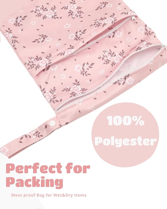 Wet Dry Bags Two Zipper Pockets Travel Beach Pool Reusable Waterproof Yoga Gym Bag for Baby Cloth Diaper Swimsuits Wet Clothes 3 Pack 3L10