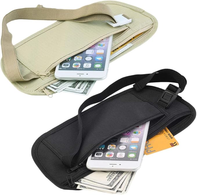 Travel Money Belt Under Clothes, Waist Bag Hidden Wallets Secure Chest Money Pouch Adjustable Chest Bags for Cash Passport Security Travel Pack Secret Anti-theft Money Belts for Women Men (black)