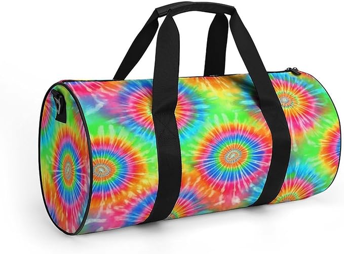 Unisex Foldable Gym Bag Tie Dye Blue Lightweight Travel Sports Bag Workout Yoga Dance Bags Overnight Weekender Bags