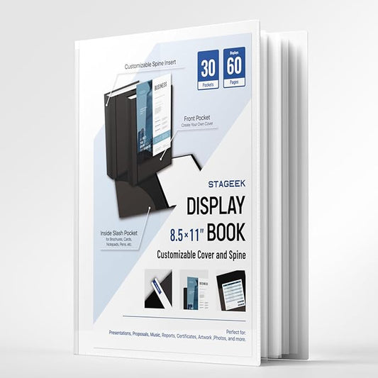 30-Pocket Portfolio Binder Display 60 Pages, 8.5x11 Binder with Plastic Sleeves, Art Portfolio Folder with Clear Sheet Protectors, Presentation Book for Artwork, Document Organizer