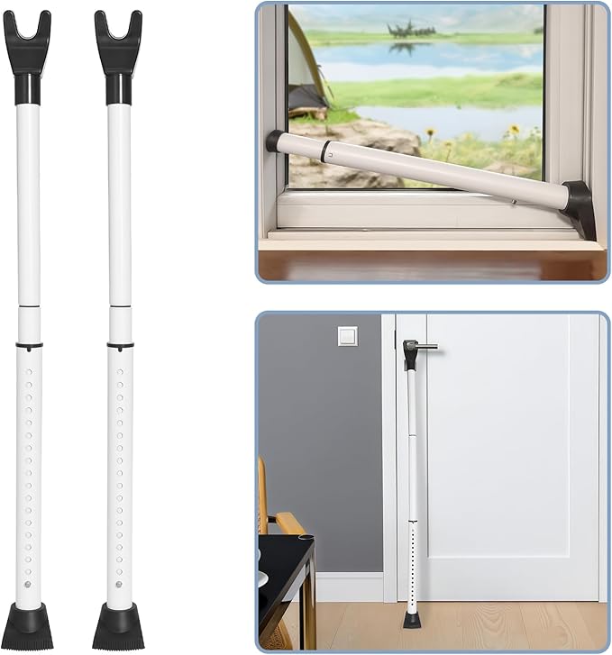 Upgraded Multi-Functional Door Security Bar & Sliding Windows Bar,Adjustable Heavy Duty Stoppers Jammer for Apartment,Home, Hotel Room
