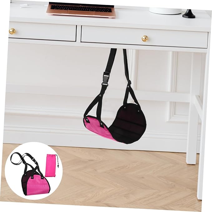 Airplane Footrest Hammock Portable Foot Rest for Air Travel Train Bus Comfortable Foot Support for Trips Accessory Rose Red