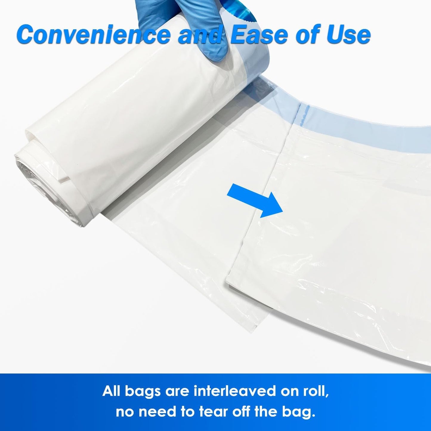 100 Count Enlarged Bedside Commode Liners for Commode Chairs, Bed Pans, and Portable Toilets, Pre-Separated, Leakproof, Sturdy, Disposable, for Adults, Seniors, Medical Care, and Camping