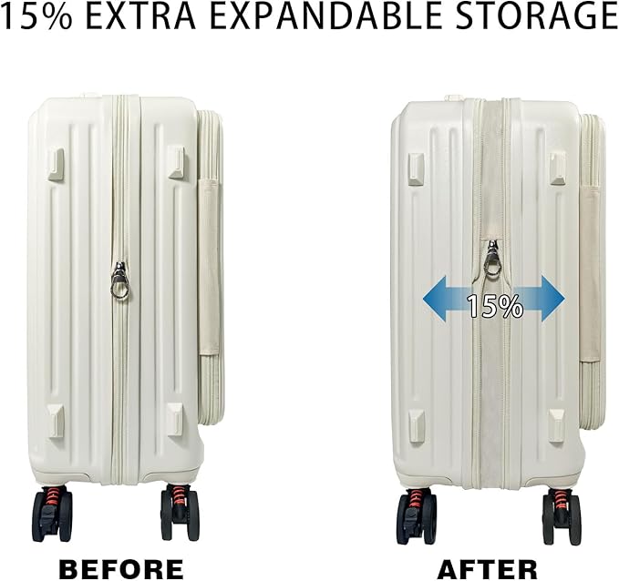 Carry on Luggage 22x14x9 Airline Approved, Hard Shell Carry on Suitcases with Wheels, Top-open Design Luggage with Spinner wheels, Expandable Suitcase with YKK zipper, Lightweight and Durable.