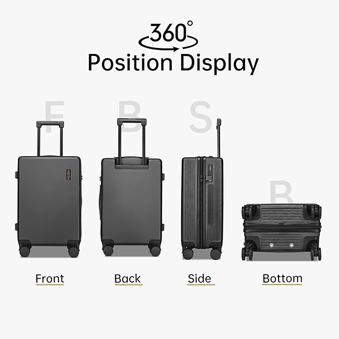 Carry on Luggage 22x14x9 Airline Approved, 20 Inch Carry-on Suitcase, Hard Shell Luggage with Spinner Wheels, Hardside Small Rolling Suitcase with TSA Lock for Travel (Black, 20 Inch)