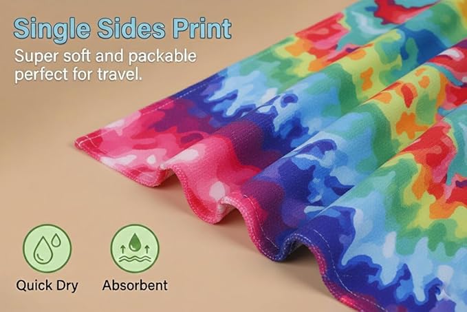 LIVILAN Oversized Tie Dye Beach Towel Blanket, Quick Dry and Sand Free Towel for Adults, 30”X60”Large and Lightweight Bath Pool Swimming Towel, Ideal Gifts for Family
