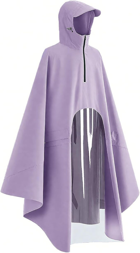 Rain Poncho Bike Bicycle, Reusable Round Electric Scooter Rain Poncho with Clear Panel, Unisex for Hiking Travelling