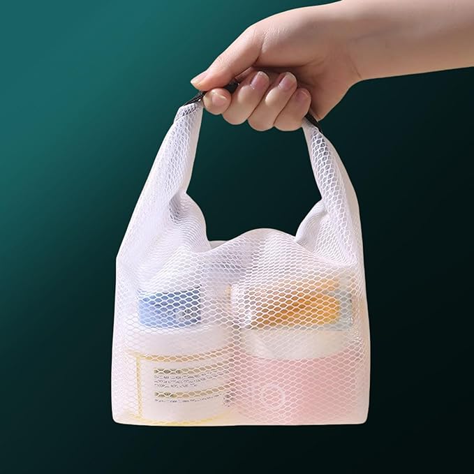 Cosmetic storage bag with dry and wet separation, wash bag, hand-held bag, portable storage bag, simple style,suitable for travel, fitness, swimming, outdoor rafting (White, 7.1in*6.3in*9.4in)