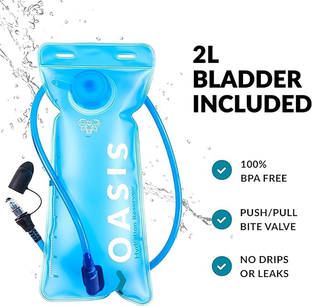 Water Buffalo Hydration Backpack - Lightweight Hydration Pack with 2L Water Bladder - Water Backpack for Hiking, Running, Biking, and Raves - Road Runner 12L Hydropack Backpack