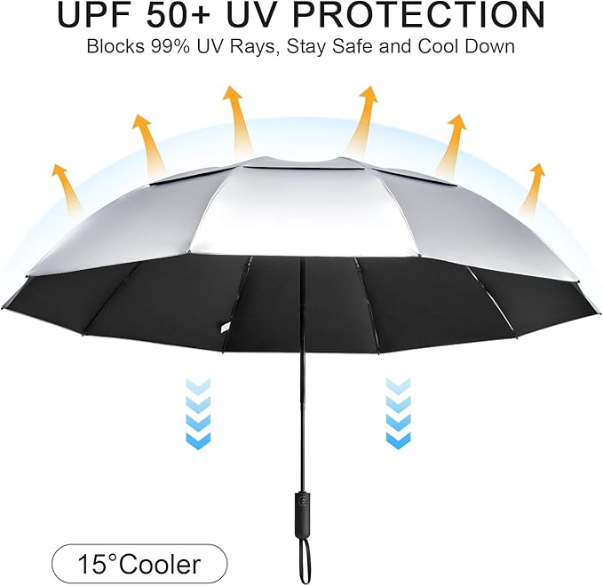 G4Free 42/46/54/62 Inch Large Golf Umbrella Compact Reverse Travel Umbrella 10 Ribs Windproof for Rain Double Canopy Automatic Open Close