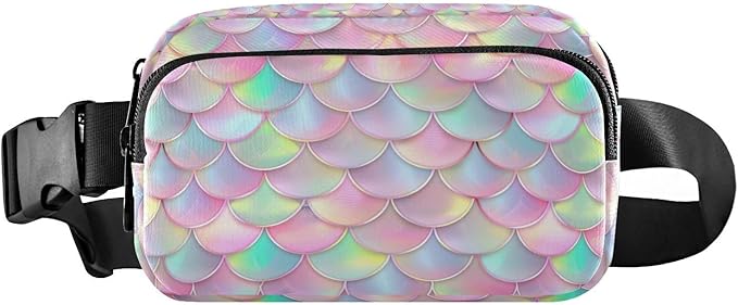 Pink Mermaid Scales Fanny Pack for Women Men Water Resistant Fashion Waist Packs with Adjustable Strap Belt Bag for Travel Workout Jogging Hiking 21219432