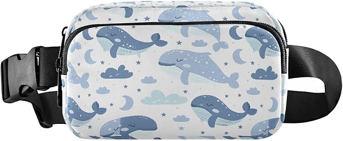 Kawaii Whale Fanny Pack for Women Men Water Resistant Fashion Waist Packs with Adjustable Strap Belt Bag for Travel Workout Jogging Hiking 21219086