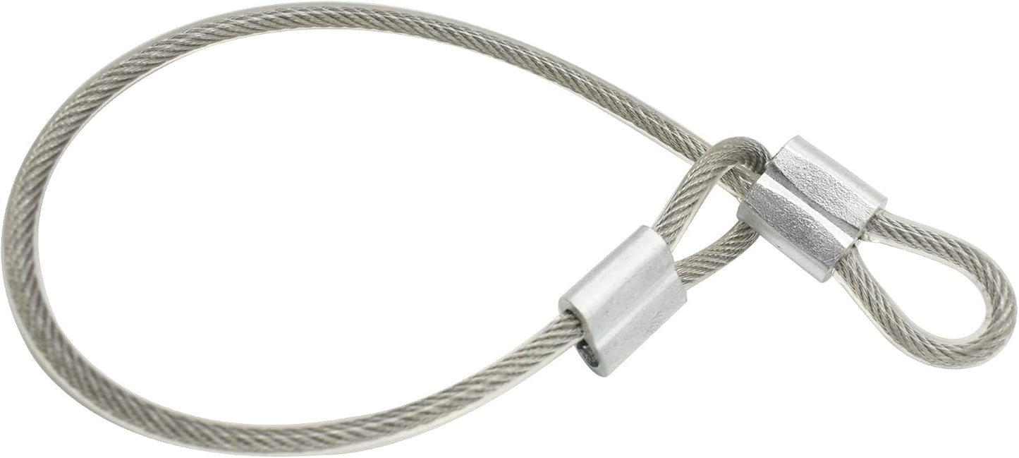 10 Pcs 5mm Wire 12 inch Vinyl Coated Stainless Steel Cable with Loops Short Wire Rope Lanyard Lock Security Chain Link for Outdoor Gates, Clear(5mm x 12 inch)