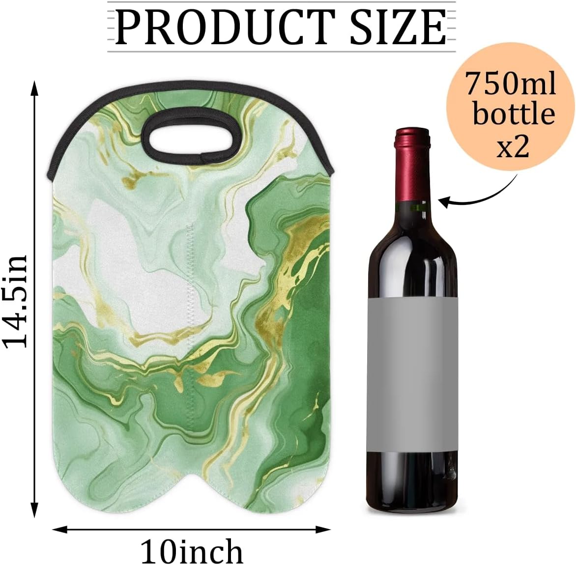 Wine Carrier Tote Personalized Bag for 2 Bottles - Neoprene Wine Bottle Holder with Carry Handle, Wine Protective Bag Insulated Bag Beer Cans Water Bottle Holder for Travel Picnic,Style5