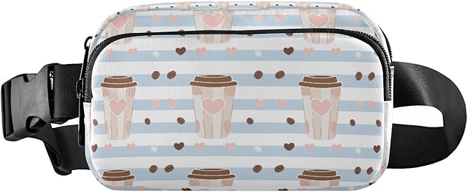 Kawaii Coffee Beans Fanny Pack for Women Men Water Resistant Fashion Waist Packs with Adjustable Strap Belt Bag for Travel Workout Jogging Hiking 21219214